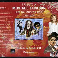 Mozambique 2010 Michael Jackson & Charlie Chaplin perf souvenir sheet unmounted mint. Note this item is privately produced and is offered purely on its thematic appeal