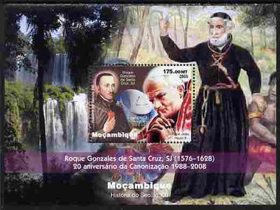 Mozambique 2010 Pope John Paul & Roque Gonzales perf souvenir sheet unmounted mint. Note this item is privately produced and is offered purely on its thematic appeal