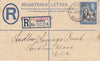 Bermuda 1941 registered cover to USA being on a 2d KG5 reg envelope uprated to 5d with,3d Lighthouse stamp, Bermuda registered label overprinted ST GEORGES in red, slight discolouration at right otherwise a fine and lovely cover