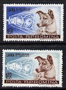 Rumania 1957 Launching of Dog 'Laika' into Space set of 2 unmounted mint, SG 2550-51, Mi 1684-85