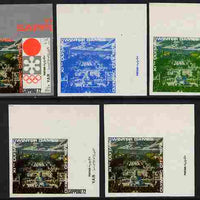 Yemen - Republic 1970 Sapporo Olympic Games - 3rd issue Sapporo City 1.5B the set of 5 imperf progressive proofs comprising 1, 2, 3, 4 and all 5-colour composites unmounted mint as Mi 1258