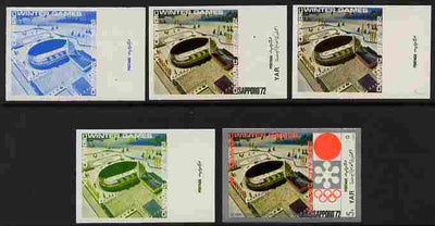 Yemen - Republic 1970 Sapporo Olympic Games - 3rd issue Olympic Stadium 5B the set of 5 imperf progressive proofs comprising 1, 2, 3, 4 and all 5-colour composites unmounted mint as Mi 1261