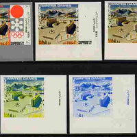 Yemen - Republic 1970 Sapporo Olympic Games - 3rd issue Olympic Village 7B the set of 5 imperf progressive proofs comprising 1, 2, 3, 4 and all 5-colour composites unmounted mint as Mi 1262