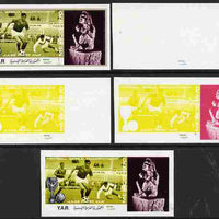 Yemen - Republic 1970 Football World Cup - 8th issue 1B the set of 5 imperf progressive proofs comprising 1, 2, 3, 4 and all 5-colour composites unmounted mint as Mi 1166