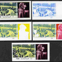 Yemen - Republic 1970 Football World Cup - 8th issue 1.5B the set of 5 imperf progressive proofs comprising 1, 2, 3, 4 and all 5-colour composites unmounted mint as Mi 1169