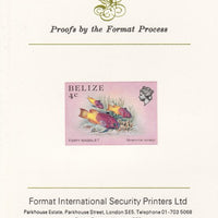 Belize 1984-88 Fairy Basslet 4c def imperf proof mounted on Format International proof card as SG 769