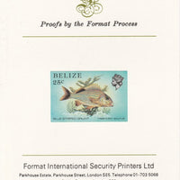 Belize 1984-88 Blue-striped Grunt 25c def imperf proof mounted on Format International proof card as SG 774