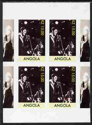 Angola 1999 Elvis Presley imperf sheetlet containing 4 values with Marilyn in margins, unmounted mint. Note this item is privately produced and is offered purely on its thematic appeal