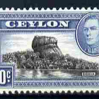 Ceylon 1938-49 KG6 Sigiriya (Lion Rock) 10c watermark upright unmounted mint, SG 389a