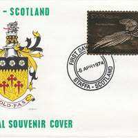 Staffa 1976 Ring-Necked Pheasant (Male) £8 value perforated & embossed in 23 carat gold foil on souvenir cover with first day cancel (Rosen 283a)