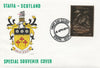 Staffa 1976 Western Meadowlark (Male) £8 value perforated & embossed in 23 carat gold foil on souvenir cover with first day cancel (Rosen 285a)
