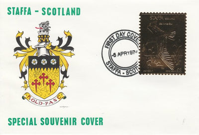 Staffa 1976 California Gull (Female) £8 value perforated & embossed in 23 carat gold foil on souvenir cover with first day cancel (Rosen 287b)