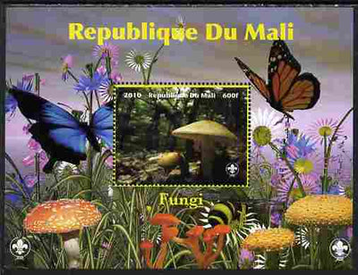 Mali 2010 Fungi #6 perf s/sheet with Butterflies & Scouts Logo unmounted mint
