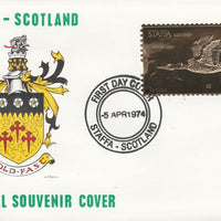 Staffa 1976 Common Loon (Female) £8 value perforated & embossed in 23 carat gold foil on souvenir cover with first day cancel (Rosen 292b)