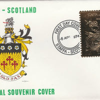 Staffa 1976 Carolina Wren (Female) £8 value perforated & embossed in 23 carat gold foil on souvenir cover with first day cancel (Rosen 293b)