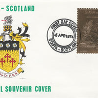 Staffa 1976 California Valley Quail (Male) £8 value perforated & embossed in 23 carat gold foil on souvenir cover with first day cancel (Rosen 297a)