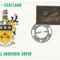 Staffa 1976 Alaska Willow Ptarmigan (Male) £8 value perforated & embossed in 23 carat gold foil on souvenir cover with first day cancel (Rosen 299a)