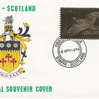 Staffa 1976 Alaska Willow Ptarmigan (Female) £8 value perforated & embossed in 23 carat gold foil on souvenir cover with first day cancel (Rosen 299b)