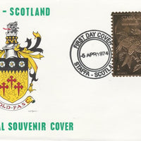 Staffa 1976 Willow Goldfinch (Female) £8 value perforated & embossed in 23 carat gold foil on souvenir cover with first day cancel (Rosen 304b)