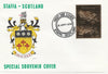 Staffa 1976 Mountain Bluebird (Male) £8 value perforated & embossed in 23 carat gold foil on souvenir cover with first day cancel (Rosen 307a)