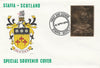 Staffa 1976 Hermit Thrush (Male) £8 value perforated & embossed in 23 carat gold foil on souvenir cover with first day cancel (Rosen 310a)