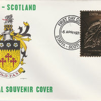 Staffa 1976 American Bald Eagle (Male) £8 value perforated & embossed in 23 carat gold foil on souvenir cover with first day cancel (Rosen 312a)