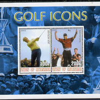 Myanmar 2001 Golf Icons (Jack Nicklaus & Tiger Woods) perf sheetlet containing 2 values unmounted mint