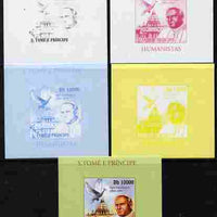 St Thomas & Prince Islands 2010 Humanitarians - Pope John Paul individual deluxe sheet - the set of 5 imperf progressive proofs comprising the 4 individual colours plus all 4-colour composite, unmounted mint