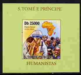 St Thomas & Prince Islands 2010 Humanitarians - Mother Teresa individual imperf deluxe sheet unmounted mint. Note this item is privately produced and is offered purely on its thematic appeal