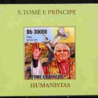 St Thomas & Prince Islands 2010 Humanitarians - Pope Benedict individual imperf deluxe sheet unmounted mint. Note this item is privately produced and is offered purely on its thematic appeal