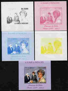 St Thomas & Prince Islands 2010 Diana Princess of Wales #1 with Mother Teresa individual deluxe sheet - the set of 5 imperf progressive proofs comprising the 4 individual colours plus all 4-colour composite, unmounted mint