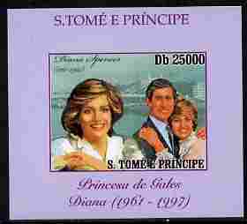 St Thomas & Prince Islands 2010 Diana Princess of Wales #2 with Charles individual imperf deluxe sheet unmounted mint. Note this item is privately produced and is offered purely on its thematic appeal