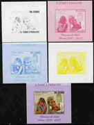 St Thomas & Prince Islands 2010 Diana Princess of Wales #4 with Big Ben individual deluxe sheet - the set of 5 imperf progressive proofs comprising the 4 individual colours plus all 4-colour composite, unmounted mint