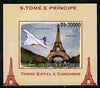 St Thomas & Prince Islands 2010 Eiffel Tower & Concorde #1 individual imperf deluxe sheet unmounted mint. Note this item is privately produced and is offered purely on its thematic appeal
