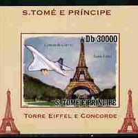 St Thomas & Prince Islands 2010 Eiffel Tower & Concorde #1 individual imperf deluxe sheet unmounted mint. Note this item is privately produced and is offered purely on its thematic appeal
