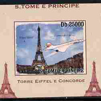 St Thomas & Prince Islands 2010 Eiffel Tower & Concorde #2 individual imperf deluxe sheet unmounted mint. Note this item is privately produced and is offered purely on its thematic appeal