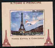 St Thomas & Prince Islands 2010 Eiffel Tower & Concorde #2 individual imperf deluxe sheet unmounted mint. Note this item is privately produced and is offered purely on its thematic appeal