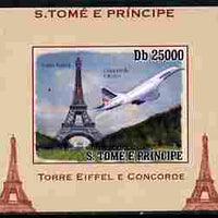 St Thomas & Prince Islands 2010 Eiffel Tower & Concorde #3 individual imperf deluxe sheet unmounted mint. Note this item is privately produced and is offered purely on its thematic appeal