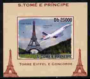 St Thomas & Prince Islands 2010 Eiffel Tower & Concorde #3 individual imperf deluxe sheet unmounted mint. Note this item is privately produced and is offered purely on its thematic appeal