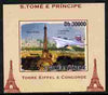 St Thomas & Prince Islands 2010 Eiffel Tower & Concorde #4 individual imperf deluxe sheet unmounted mint. Note this item is privately produced and is offered purely on its thematic appeal