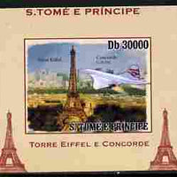 St Thomas & Prince Islands 2010 Eiffel Tower & Concorde #4 individual imperf deluxe sheet unmounted mint. Note this item is privately produced and is offered purely on its thematic appeal