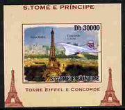 St Thomas & Prince Islands 2010 Eiffel Tower & Concorde #4 individual imperf deluxe sheet unmounted mint. Note this item is privately produced and is offered purely on its thematic appeal