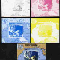 Guinea - Bissau 2010 Global Warming #2 - Polar Bear individual deluxe sheet - the set of 5 imperf progressive proofs comprising the 4 individual colours plus all 4-colour composite, unmounted mint