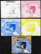 Guinea - Bissau 2010 Global Warming #2 - Polar Bear individual deluxe sheet - the set of 5 imperf progressive proofs comprising the 4 individual colours plus all 4-colour composite, unmounted mint