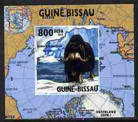 Guinea - Bissau 2010 Global Warming #4 - Muskox individual imperf deluxe sheet unmounted mint. Note this item is privately produced and is offered purely on its thematic appeal