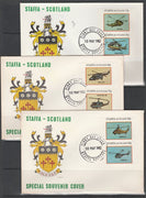Staffa 1982 Helicopters imperf set of 6 values on 3 special covers with first day cancels
