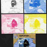 Guinea - Bissau 2010 Global Warming #4 - Muskox individual deluxe sheet - the set of 5 imperf progressive proofs comprising the 4 individual colours plus all 4-colour composite, unmounted mint