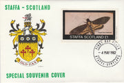 Staffa 1982 Bees - Hawkmoth (£1 imperf souvenir sheet) on special cover with first day cancel
