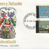Bernera 1982 Helicopters #2 perf set of 2 on special cover with first day cancel