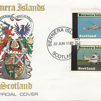 Bernera 1982 Helicopters #2 imperf set of 2 on special cover with first day cancel